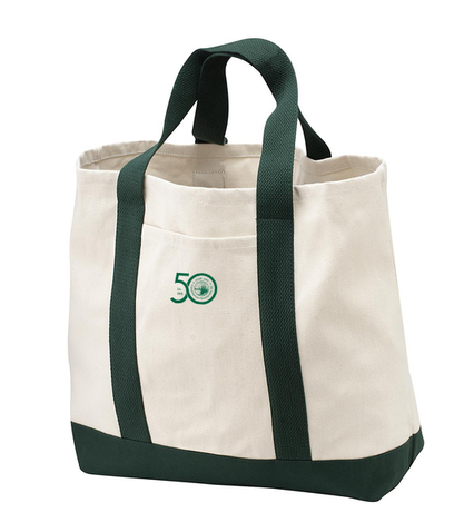 Port Authority Ideal Twill Two-Tone Shopping Tote EEFC Natural/Spruce